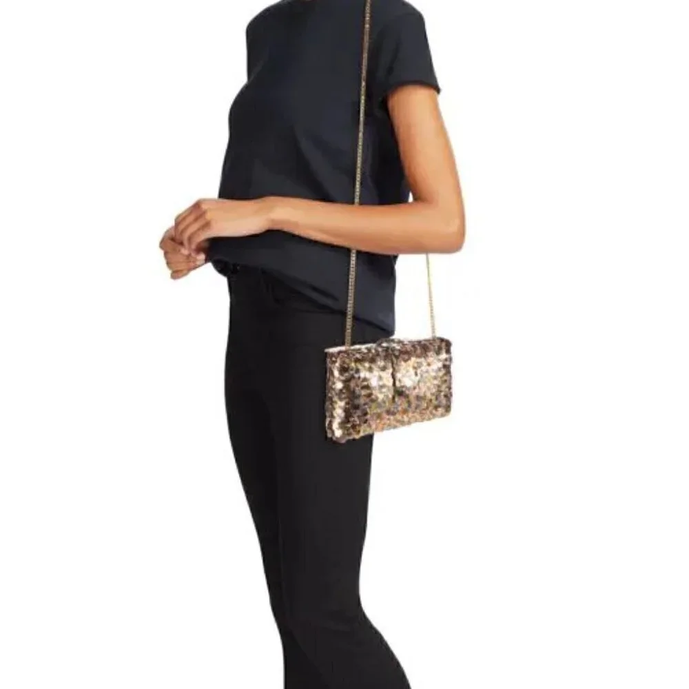 New Simitri Sequin Embellished Metallic Disco Convertible Clutch/Handbag NWT